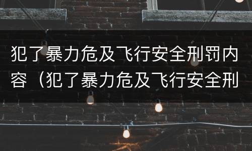 犯了暴力危及飞行安全刑罚内容（犯了暴力危及飞行安全刑罚内容有哪些）