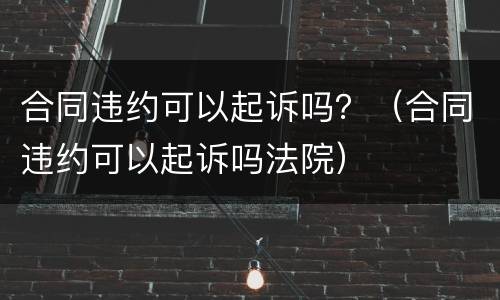 合同违约可以起诉吗？（合同违约可以起诉吗法院）