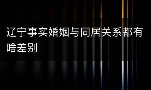 辽宁事实婚姻与同居关系都有啥差别