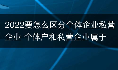 2022要怎么区分个体企业私营企业 个体户和私营企业属于