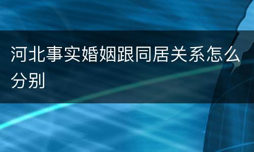 河北事实婚姻跟同居关系怎么分别