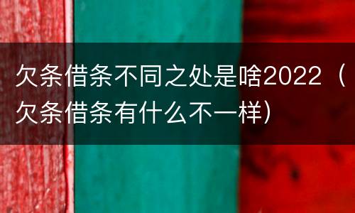 欠条借条不同之处是啥2022（欠条借条有什么不一样）