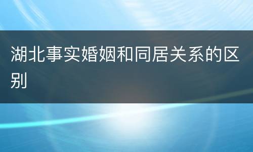 湖北事实婚姻和同居关系的区别