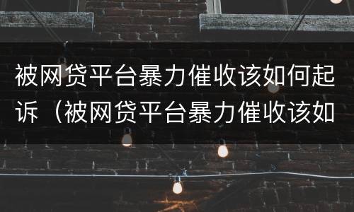 被网贷平台暴力催收该如何起诉（被网贷平台暴力催收该如何起诉他）