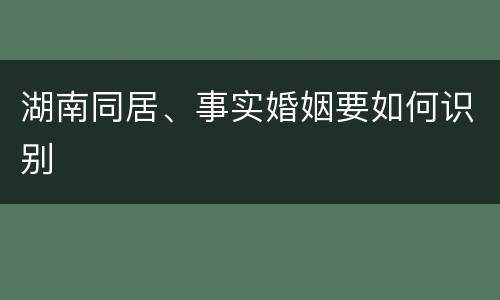 湖南同居、事实婚姻要如何识别