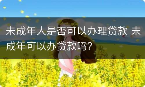 未成年人是否可以办理贷款 未成年可以办贷款吗?