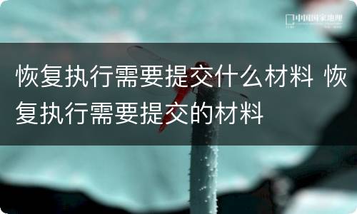 恢复执行需要提交什么材料 恢复执行需要提交的材料