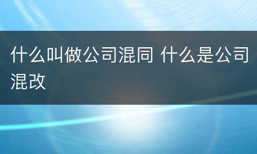 什么叫做公司混同 什么是公司混改