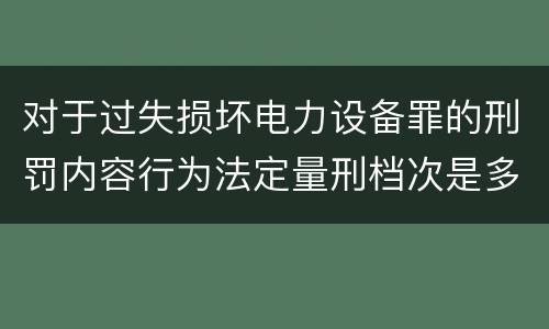 对于过失损坏电力设备罪的刑罚内容行为法定量刑档次是多少