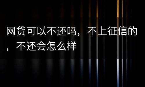 网贷可以不还吗，不上征信的，不还会怎么样