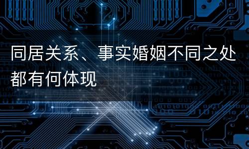 同居关系、事实婚姻不同之处都有何体现