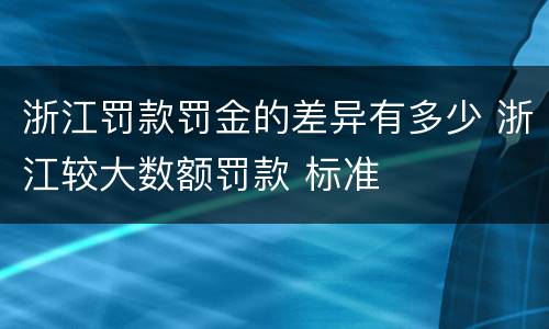 浙江罚款罚金的差异有多少 浙江较大数额罚款 标准