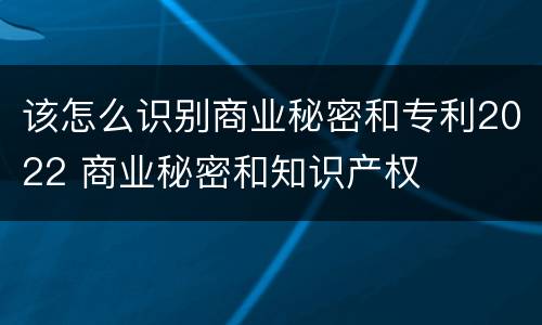 该怎么识别商业秘密和专利2022 商业秘密和知识产权