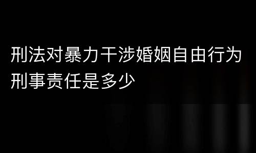 刑法对暴力干涉婚姻自由行为刑事责任是多少