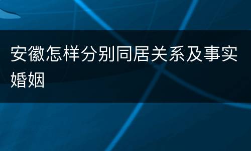 安徽怎样分别同居关系及事实婚姻