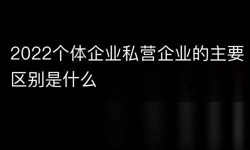 2022个体企业私营企业的主要区别是什么