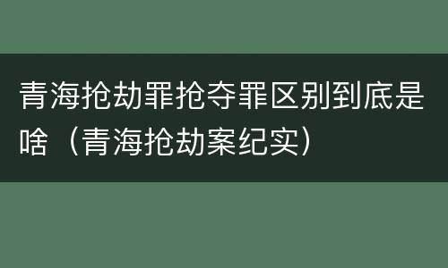 青海抢劫罪抢夺罪区别到底是啥（青海抢劫案纪实）