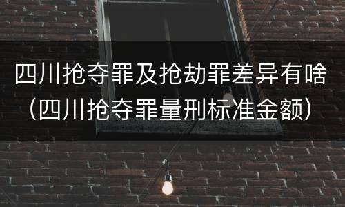 四川抢夺罪及抢劫罪差异有啥（四川抢夺罪量刑标准金额）