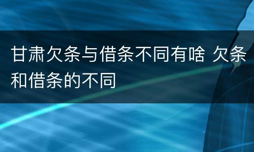 甘肃欠条与借条不同有啥 欠条和借条的不同