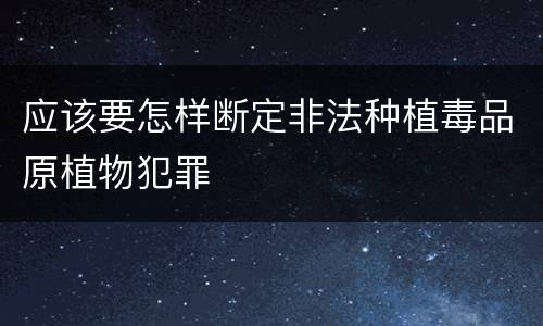 应该要怎样断定非法种植毒品原植物犯罪