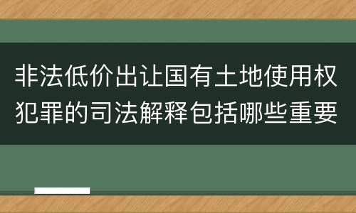 非法低价出让国有土地使用权犯罪的司法解释包括哪些重要内容