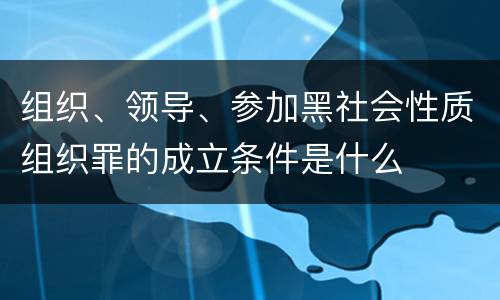 组织、领导、参加黑社会性质组织罪的成立条件是什么