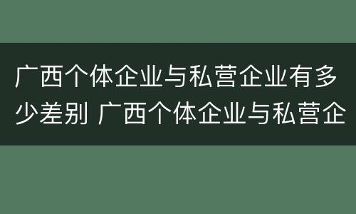 广西个体企业与私营企业有多少差别 广西个体企业与私营企业有多少差别呢