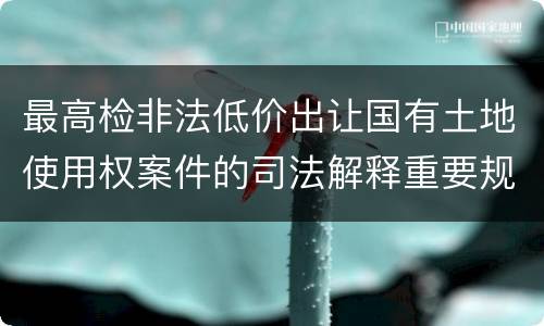 最高检非法低价出让国有土地使用权案件的司法解释重要规定都有哪些