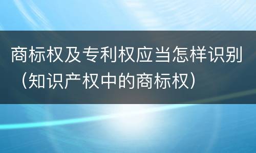 商标权及专利权应当怎样识别（知识产权中的商标权）