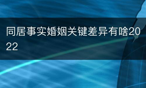 同居事实婚姻关键差异有啥2022