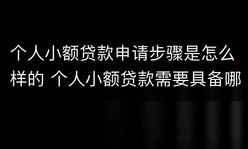 个人小额贷款申请步骤是怎么样的 个人小额贷款需要具备哪些条件