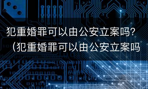 犯重婚罪可以由公安立案吗？（犯重婚罪可以由公安立案吗判多久）