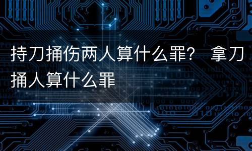 持刀捅伤两人算什么罪？ 拿刀捅人算什么罪