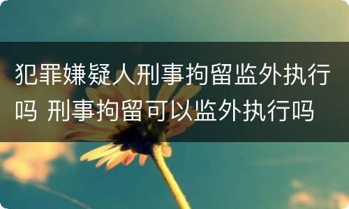 犯罪嫌疑人刑事拘留监外执行吗 刑事拘留可以监外执行吗