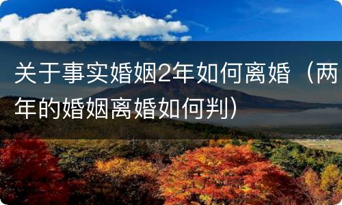 关于事实婚姻2年如何离婚（两年的婚姻离婚如何判）