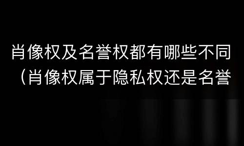 肖像权及名誉权都有哪些不同（肖像权属于隐私权还是名誉权）