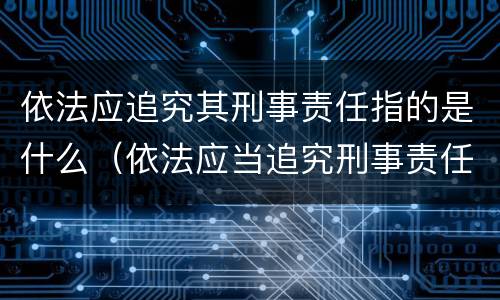 依法应追究其刑事责任指的是什么（依法应当追究刑事责任的应当作出什么决定）