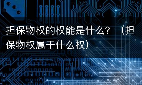 担保物权的权能是什么？（担保物权属于什么权）