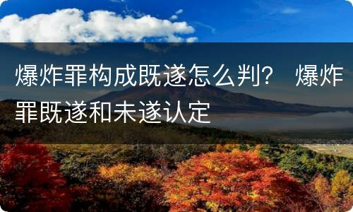 爆炸罪构成既遂怎么判？ 爆炸罪既遂和未遂认定