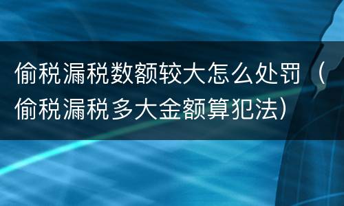 偷税漏税数额较大怎么处罚（偷税漏税多大金额算犯法）