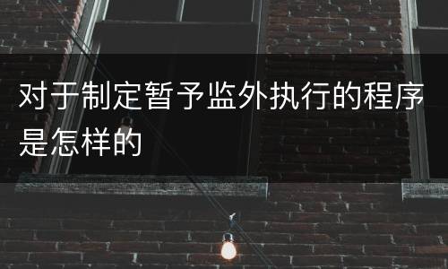 对于制定暂予监外执行的程序是怎样的