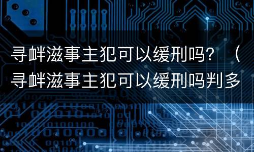 寻衅滋事主犯可以缓刑吗？（寻衅滋事主犯可以缓刑吗判多久）