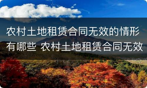 农村土地租赁合同无效的情形有哪些 农村土地租赁合同无效的情形有哪些呢