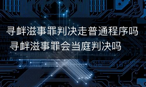 寻衅滋事罪判决走普通程序吗 寻衅滋事罪会当庭判决吗