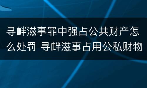 寻衅滋事罪中强占公共财产怎么处罚 寻衅滋事占用公私财物如何理解