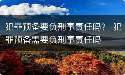 犯罪预备要负刑事责任吗？ 犯罪预备需要负刑事责任吗