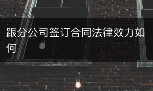 跟分公司签订合同法律效力如何