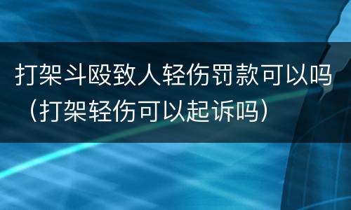 打架斗殴致人轻伤罚款可以吗（打架轻伤可以起诉吗）