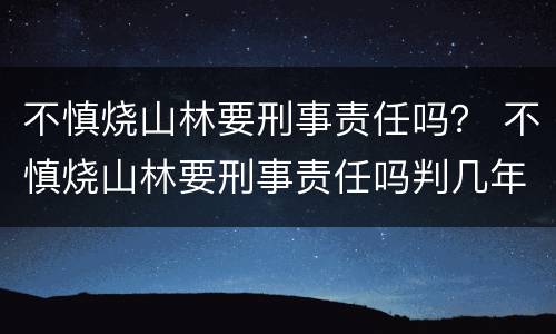 不慎烧山林要刑事责任吗？ 不慎烧山林要刑事责任吗判几年