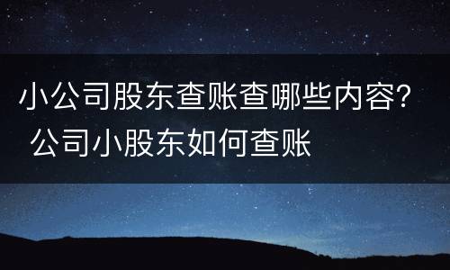 小公司股东查账查哪些内容？ 公司小股东如何查账